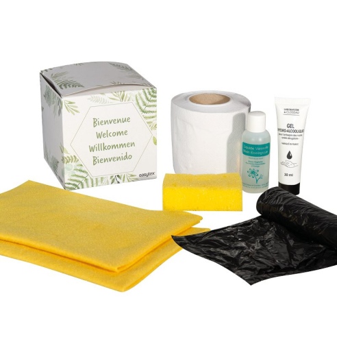Kit accueil ménage Easytex avec tube de gel hydroalcoolique Kit accueil ménage Easytex avec tube de gel hydroalcoolique
