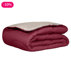 Couette Chaude Confort Taupe/Rouge terre 350g/m²